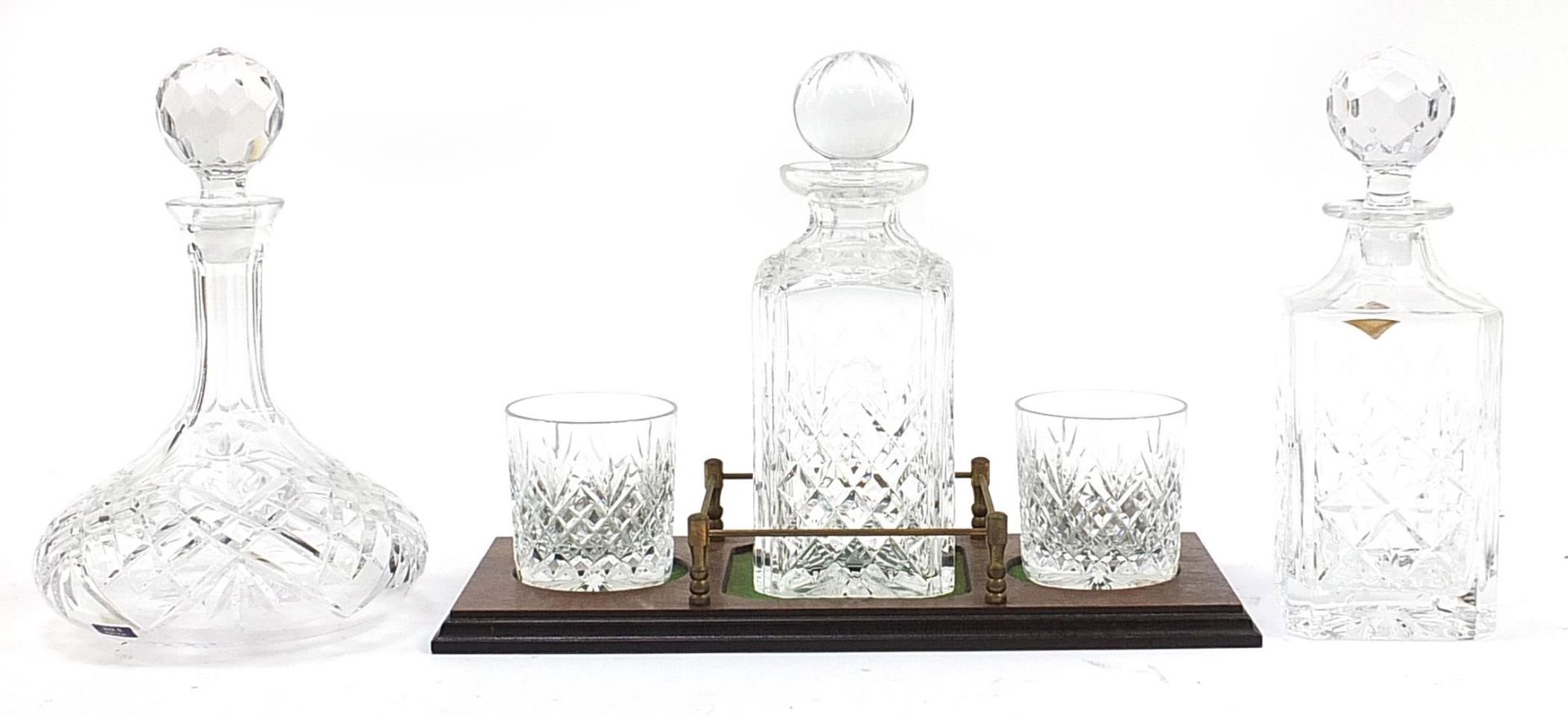 Stuart Crystal decanter and two tumblers on tray together with two Edinburgh Crystal decanters - Image 2 of 4