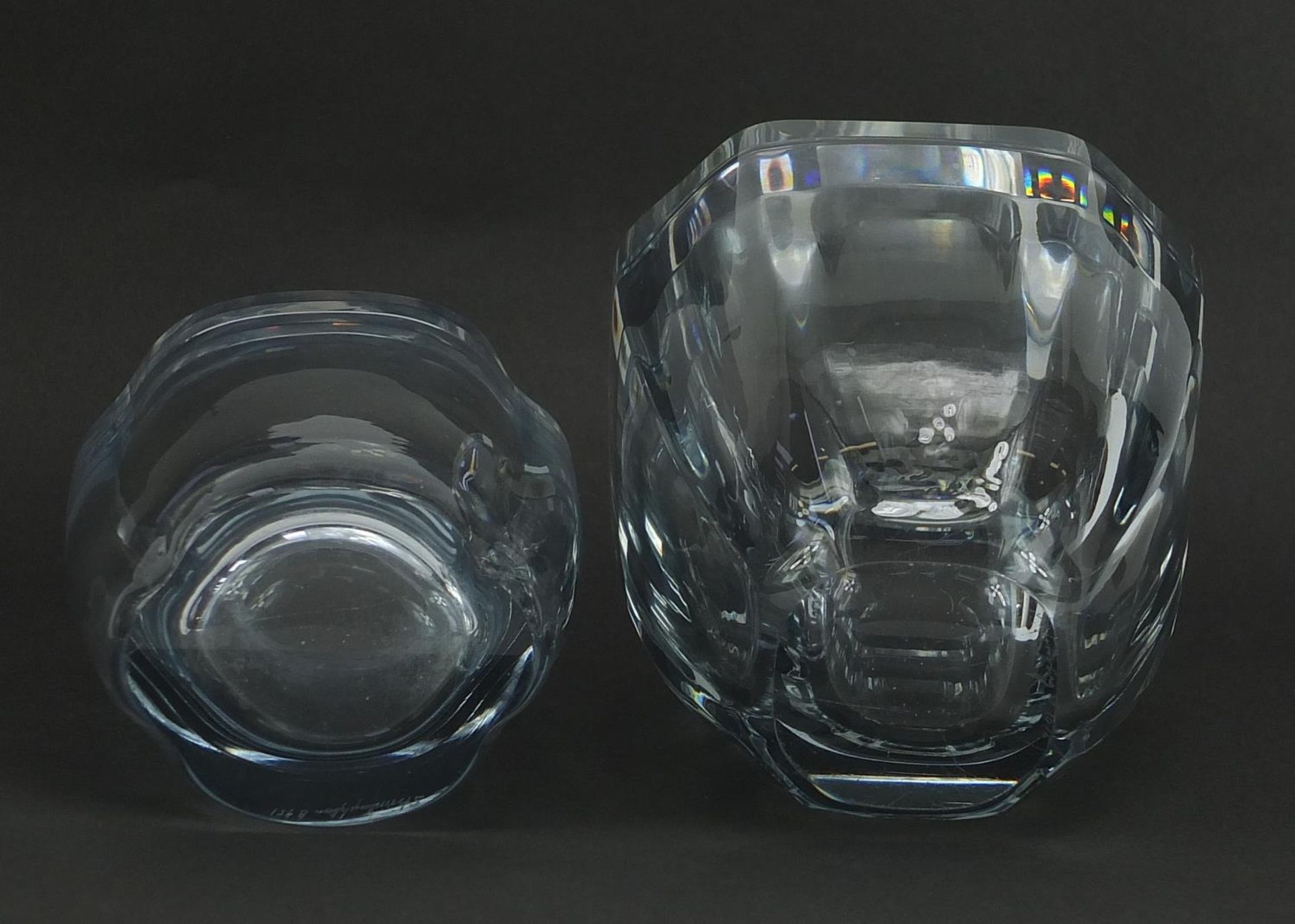 Stromberg, two Scandinavian pale blue glass vases, the largest 14.5cm high - Image 3 of 7