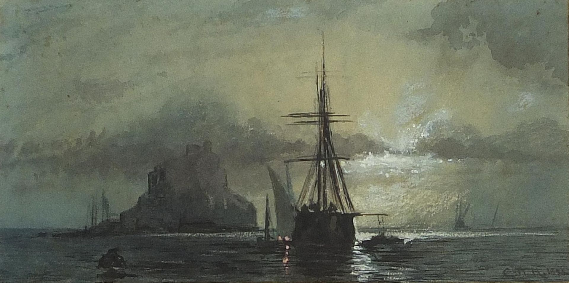 Charles Napier Hemy 1895 - St Michael's Mount, Cornwall, late 19th century maritime interest
