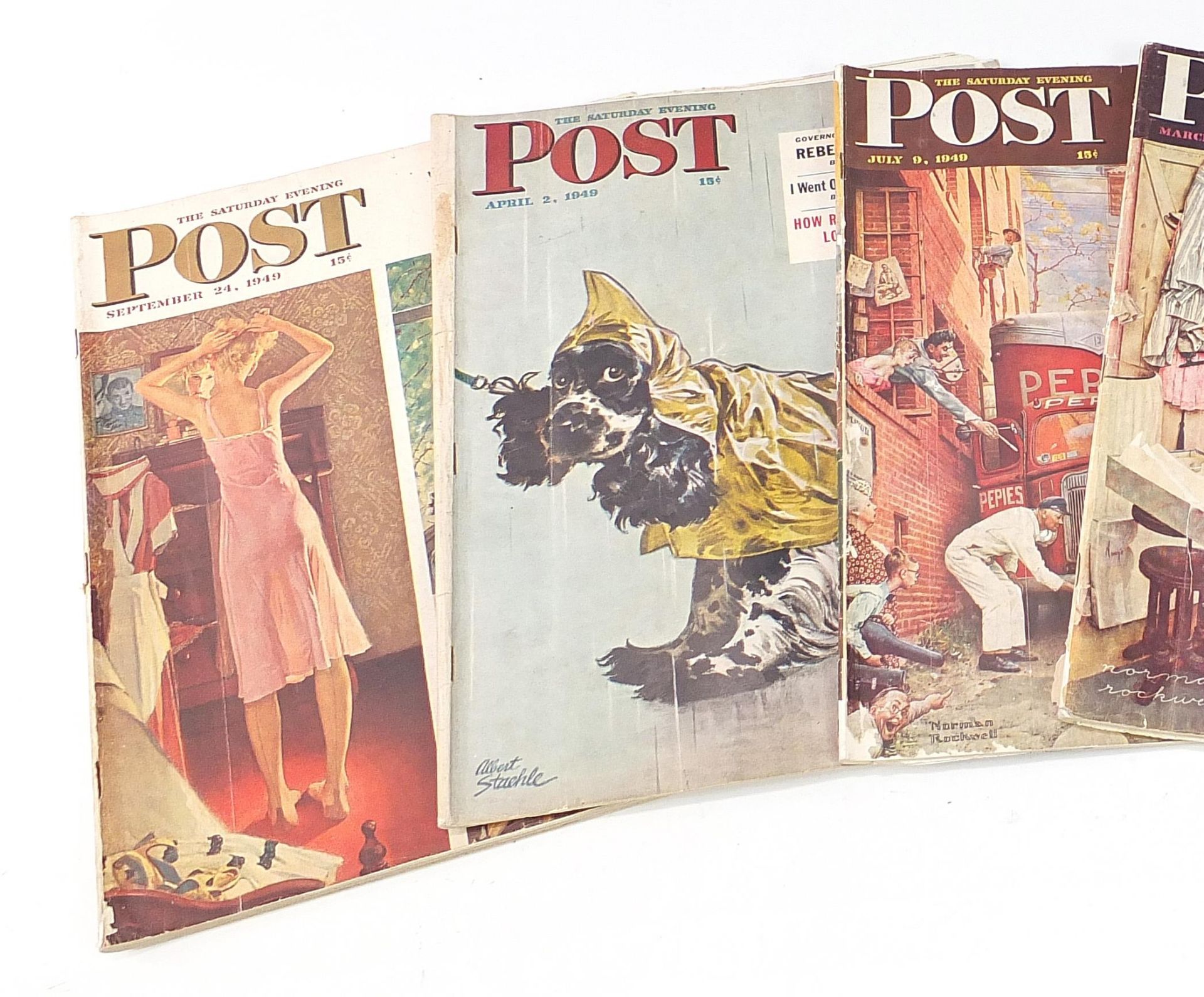 Five 1940s Saturday Evening Post designed by Norman Rockwell and Albert Staehle - Image 2 of 4