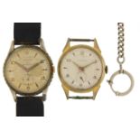 Two vintage gentlemen's wristwatches and a graduated silver watch chain, 27cm in length