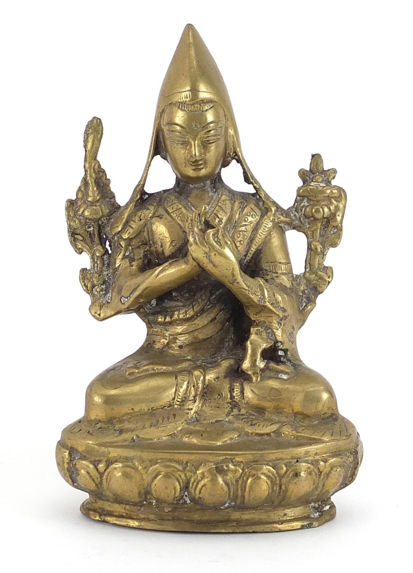 Chinese patinated bronze figure of seated Buddha, 16cm high