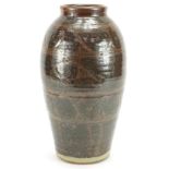 Geoffrey Whiting for Avoncroft, studio pottery vase incised with fish, impressed mark around the