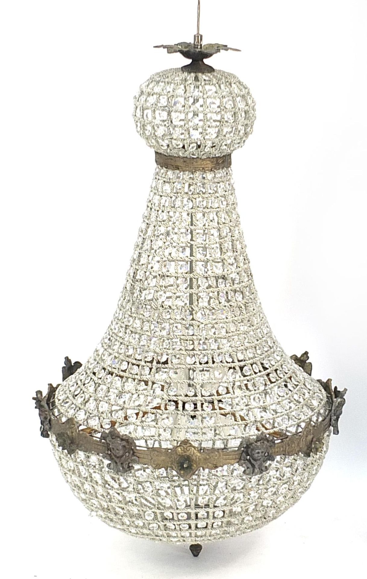 Large ornate chandelier with bronzed metal mounts, 90cm high - Image 2 of 2