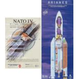 Two vintage aerospace interest posters comprising Ariane 5, European Space Agency and NATO IV