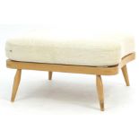 Ercol light elm Windsor footstool, 37cm H x 70cm W x 30cm D