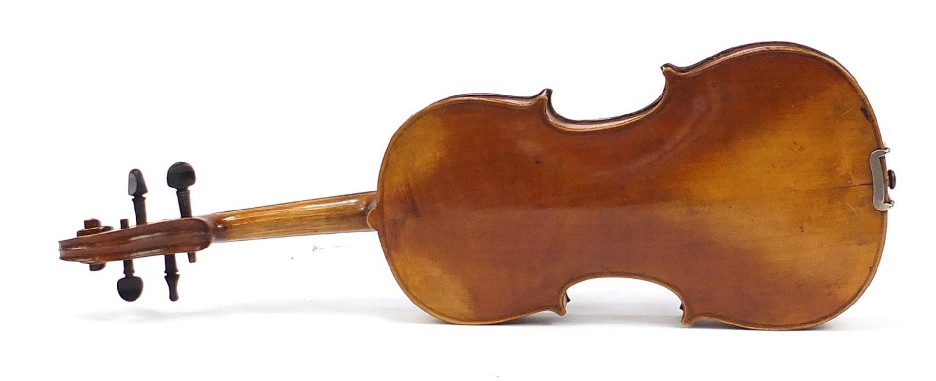 Old wooden violin with protective case, the violin back 14.5 inches in length - Bild 3 aus 5