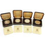 Four Elizabeth II silver proof coins with cases from the Conservation Coin Collection issued by