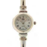 Carvel, ladies silver wristwatch set with clear stones, 19mm in diameter