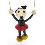 Vintage Pelham Puppets Minipup Minnie Mouse wooden puppet with felt ears, 24cm high