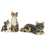 Three Winstanley pottery cats, the largest 26.5cm in length