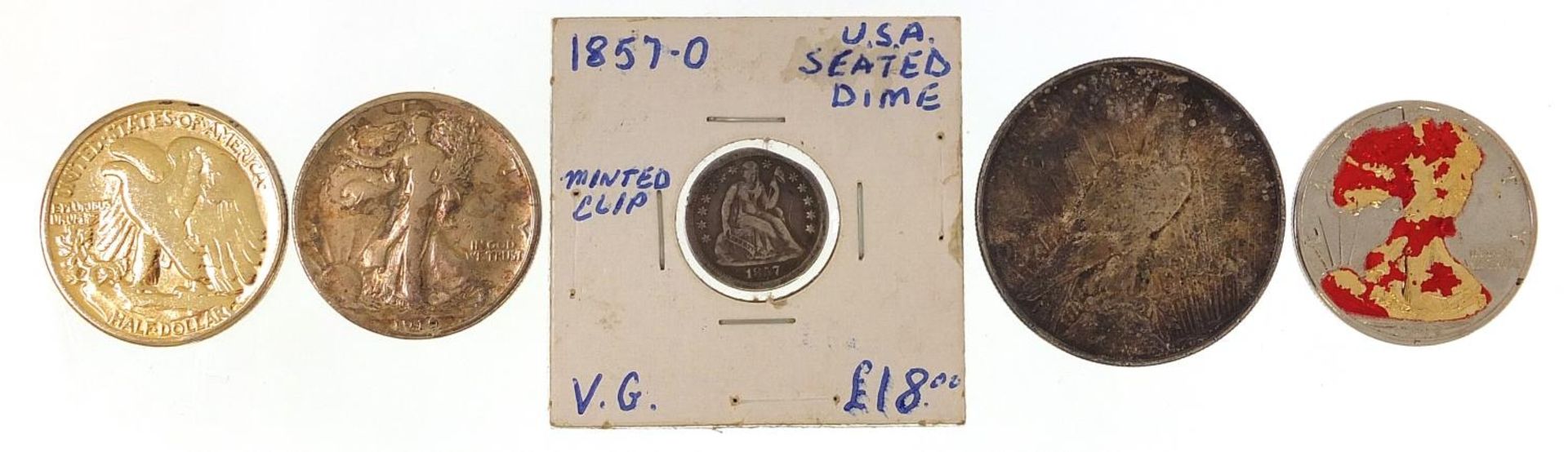 19th century and later American coinage including 1857 one dime, 1922 dollar and three half dollars, - Image 4 of 6