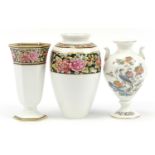 Three Wedgwood vases comprising Clio and Kutani Crane, the largest 23.5cm high