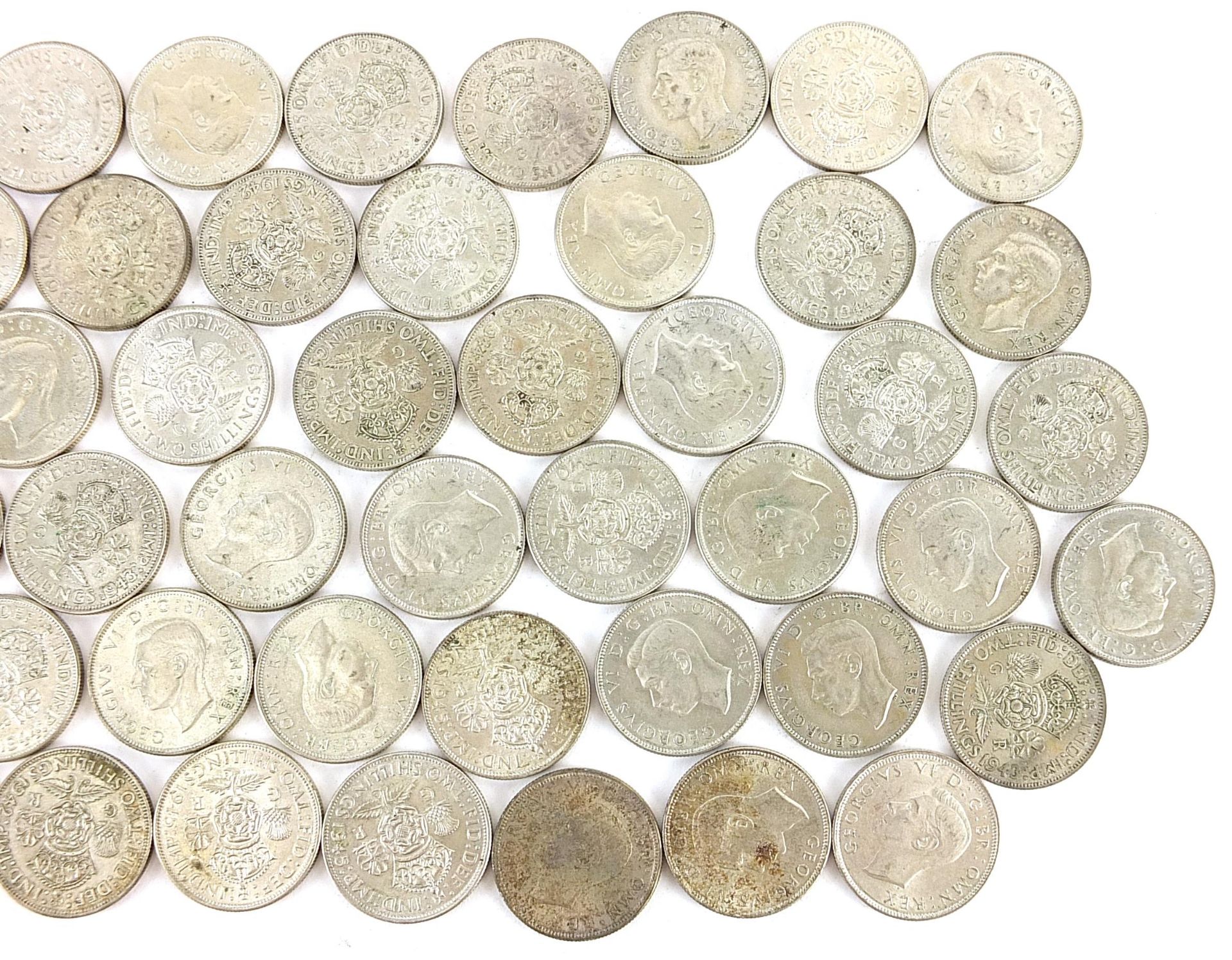 Collection of George VI British pre 1947 two shillings, 566.0g - Image 3 of 3