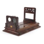 Negretti & Zambra, Victorian rosewood stereo card viewer with Negretti & Zambra plaque, 44.5cm in