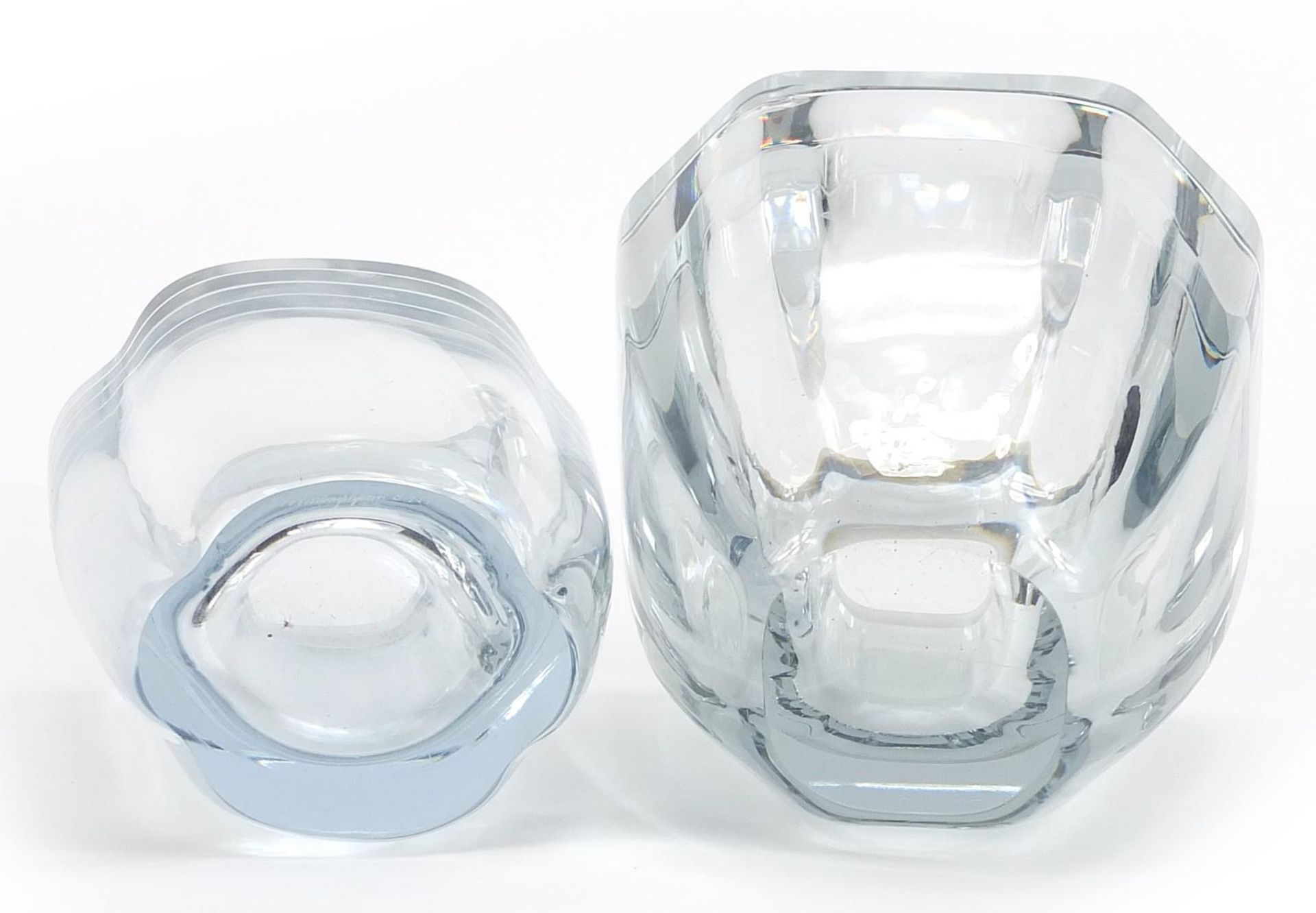 Stromberg, two Scandinavian pale blue glass vases, the largest 14.5cm high - Image 6 of 7