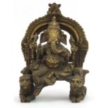 Large Indian patinated bronze figure of Ganesh, 32cm high