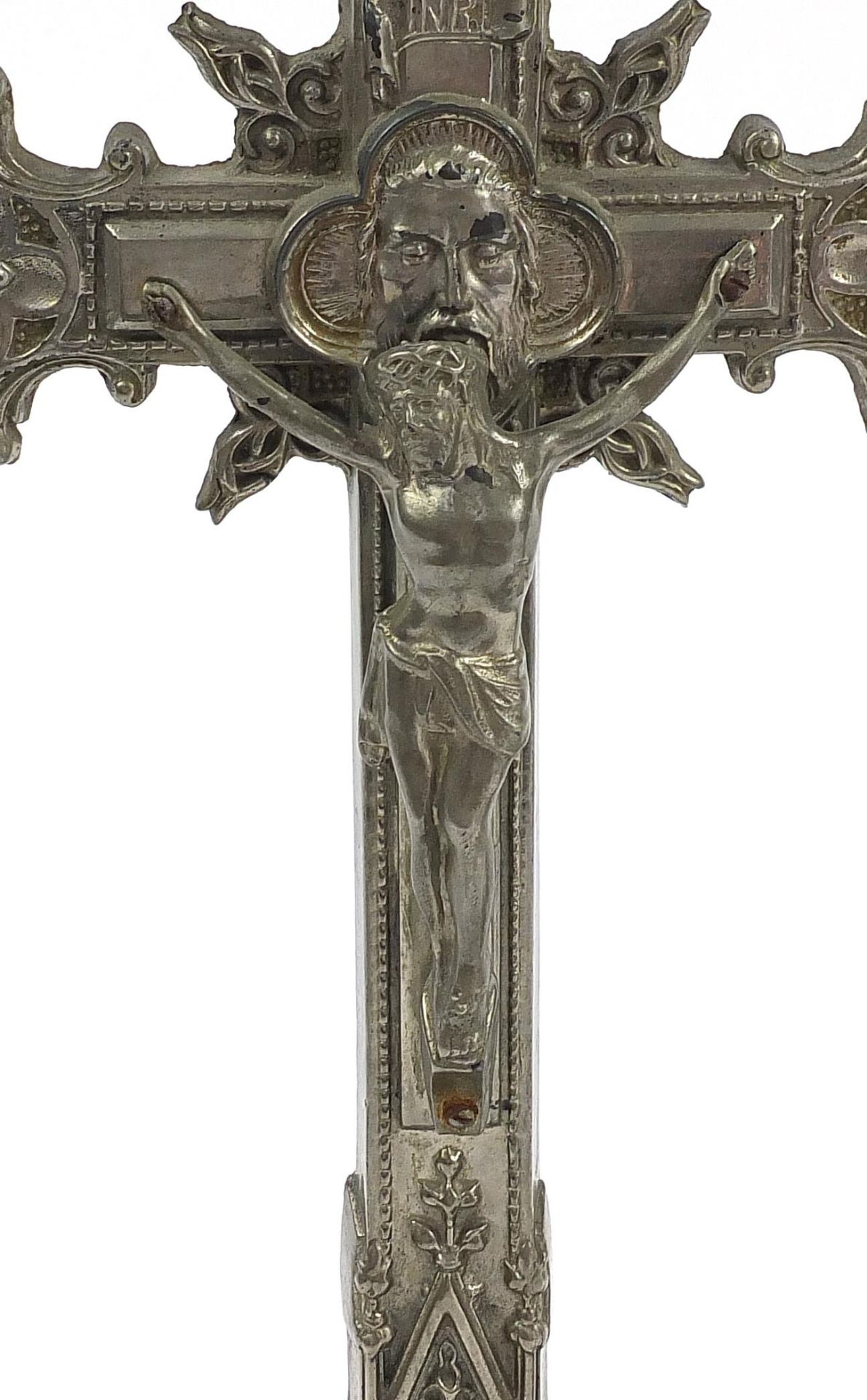 Two religious interest altar crucifixes including a ebonised carved wood example, the largest 54cm - Bild 2 aus 5