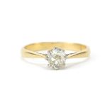 18ct gold diamond solitaire ring, approximately 0.54 carat, size P, 3.1g