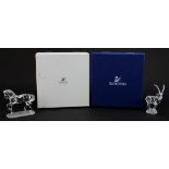 Swarovski Crystal goat and horse with boxes, the largest 10cm in length