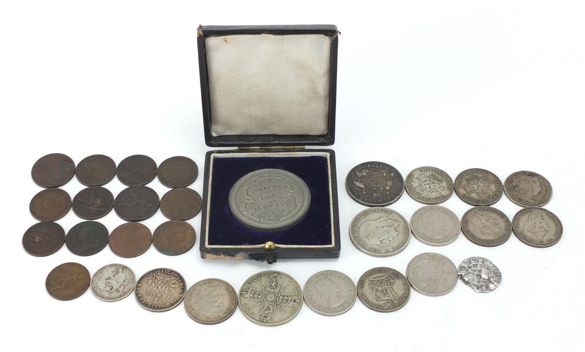 Antique and later coinage and tokens, some silver including hammered groat, Victorian farthings