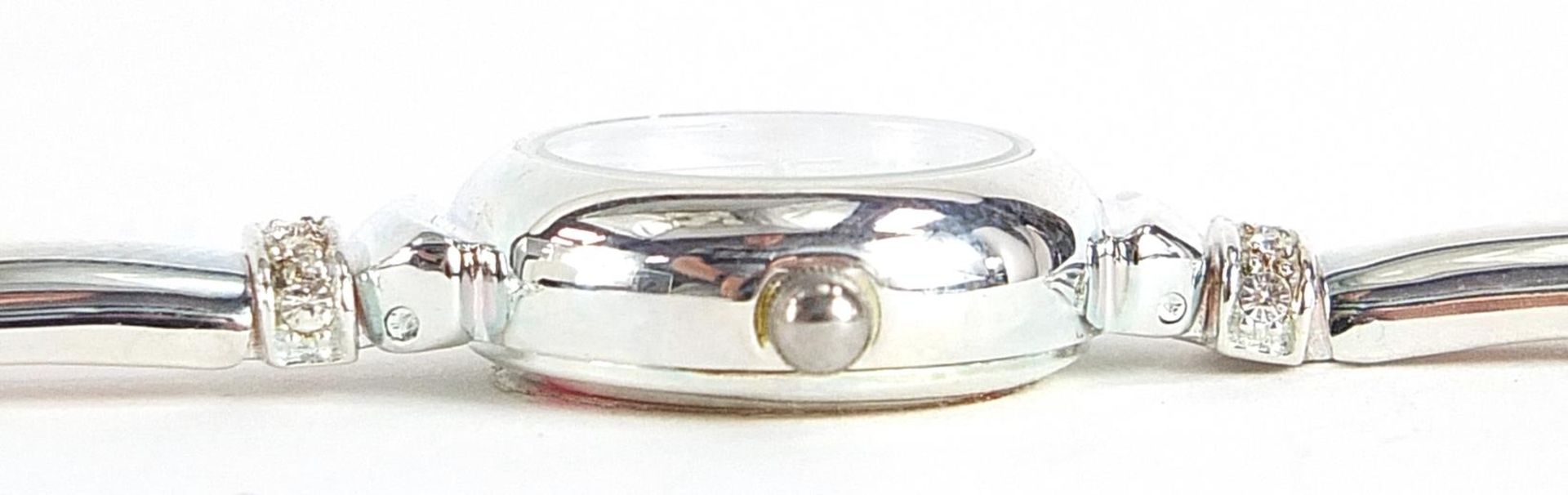Carvel, ladies silver wristwatch set with clear stones, 19mm in diameter - Image 5 of 7