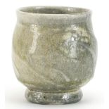 Ruthanne Tudball, studio pottery chawan having a soda glaze with impressed marks, 9cm high
