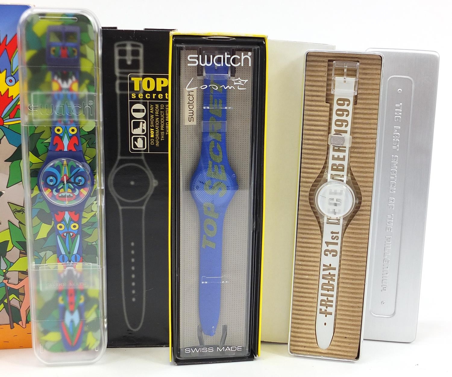 Swatch, five Collector's Club Swatch wristwatches with boxes including The Last Swatch Watch of - Image 3 of 3