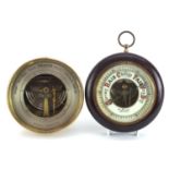 Two wall barometers comprising mahogany cased example inscribed W Mansell of Lincoln and a brass