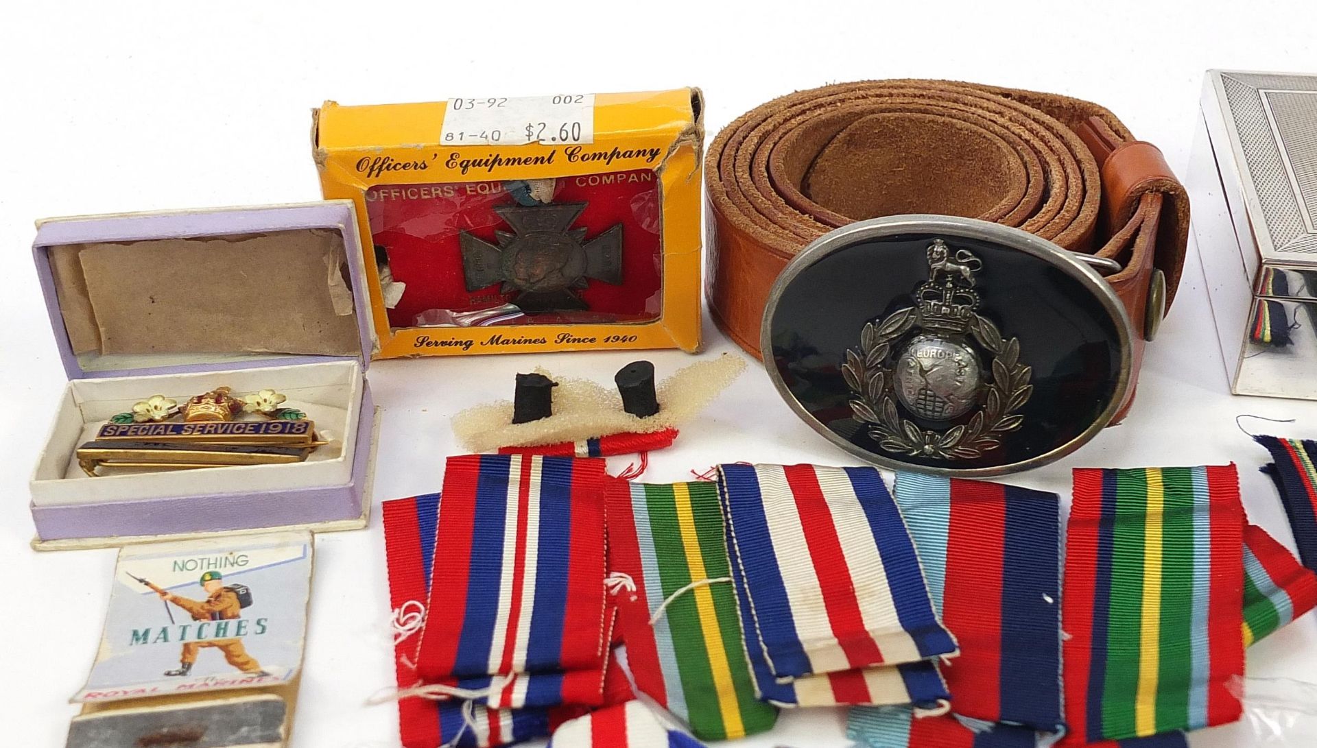 Sundry items, some militaria, including silver cufflinks, silver plated cigarette box and leather - Image 2 of 7