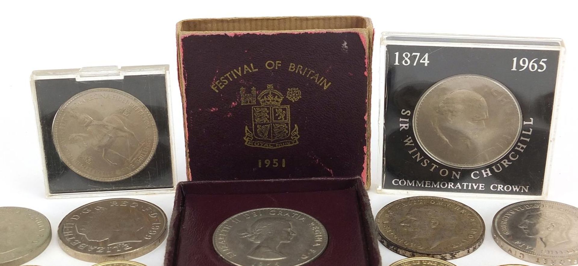 British coinage including 1935 Rocking Horse crown, five pound, two pound and one pound coins - Image 2 of 4