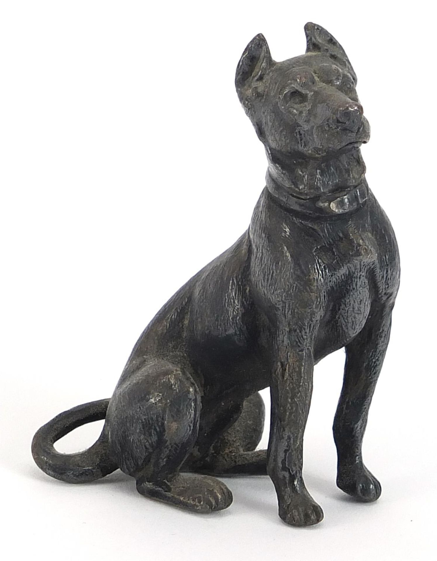 WMF, German silver plated model of a seated dog, 7.5cm high