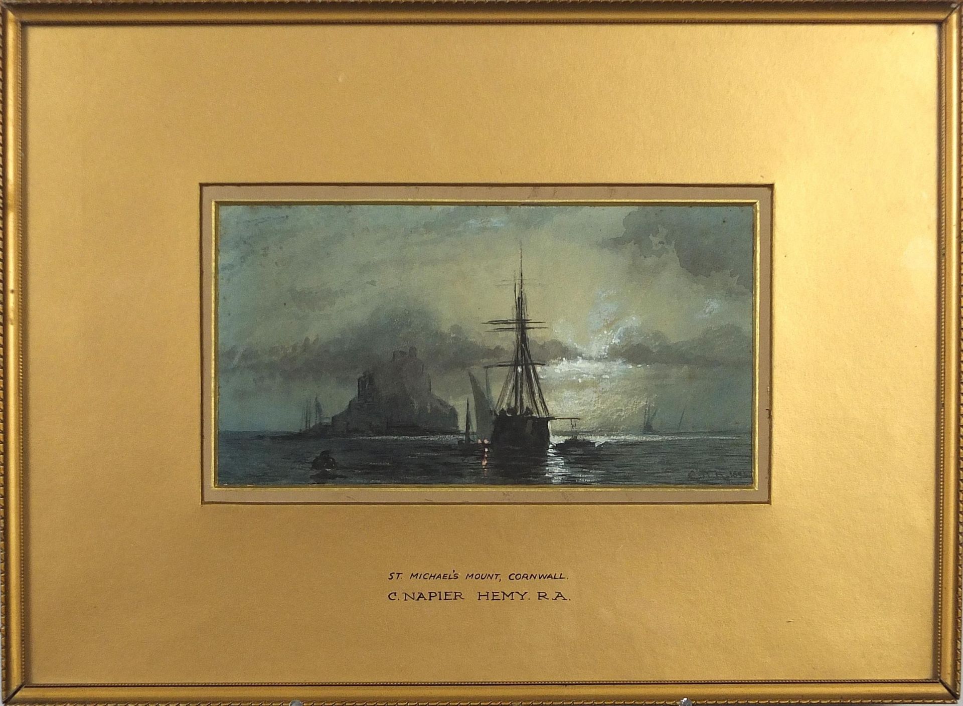 Charles Napier Hemy 1895 - St Michael's Mount, Cornwall, late 19th century maritime interest - Image 2 of 5