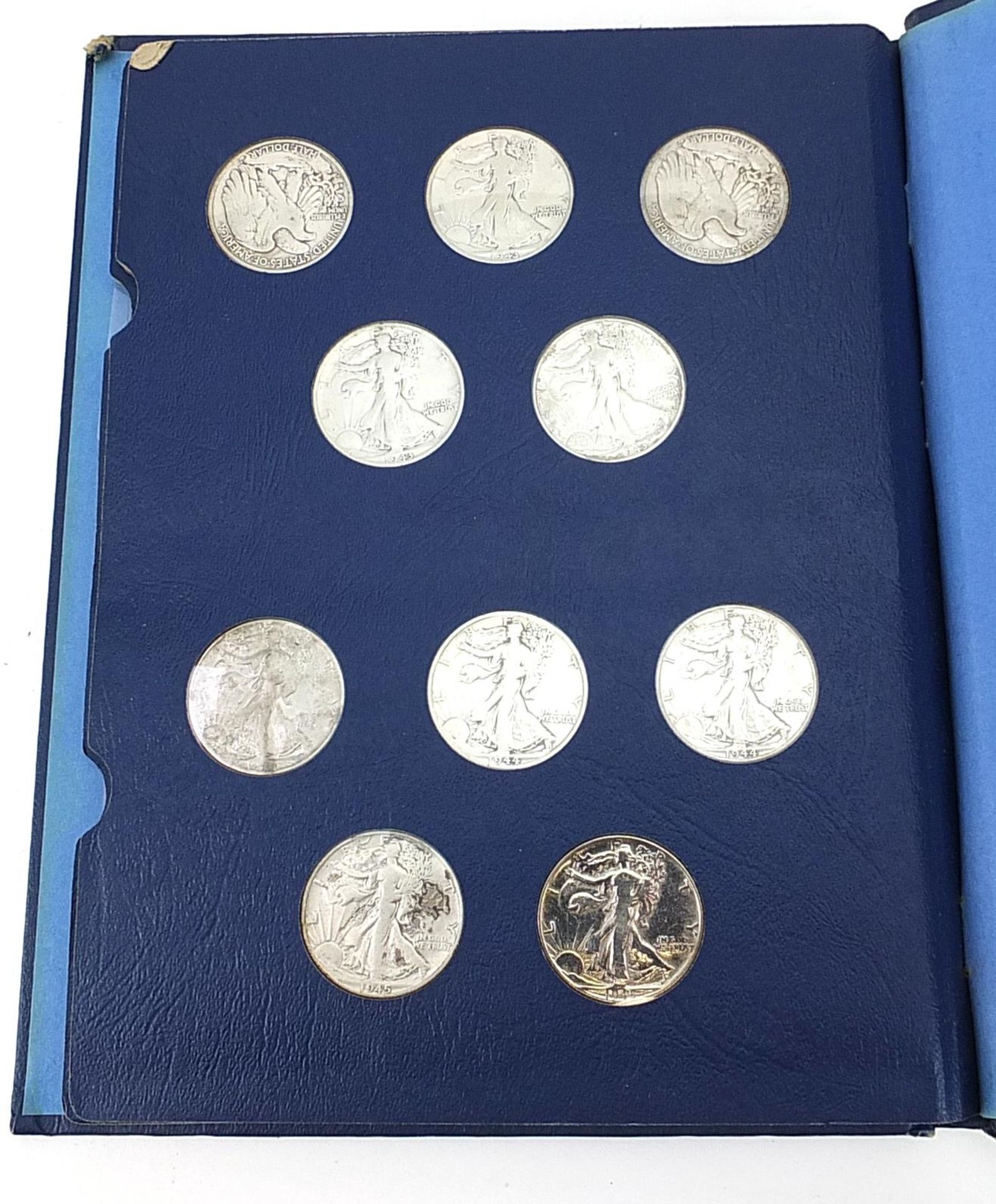 American coinage including Liberty Walking halves arranged in two albums and 1993 one ounce silver - Image 6 of 6