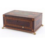 19th century inlaid mahogany musical jewellery box with lift out interior and Reuge movement, 11.5cm