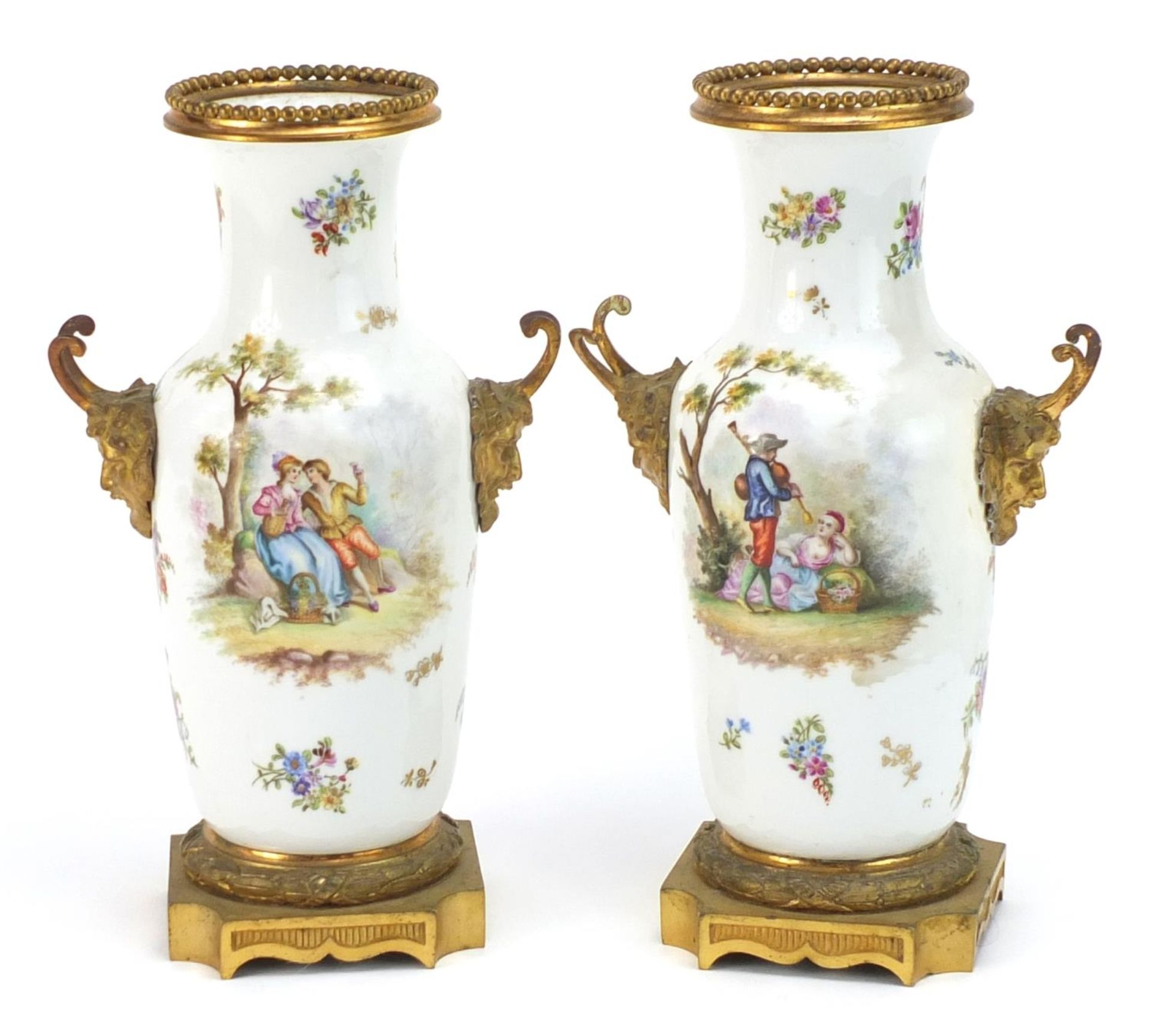 Sevres, pair of 19th century French porcelain vases with Ormolu mounts and twin handles, each hand - Bild 2 aus 5