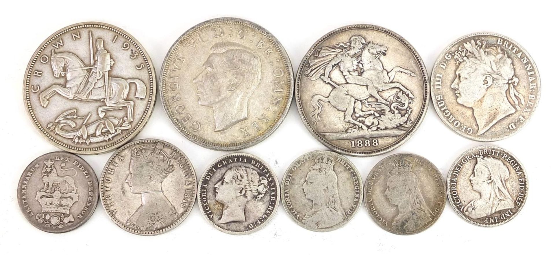 William IV and later British coinage including 1888 crown, Gothic florin and George IV 1826 - Image 2 of 3