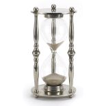 Silver plated hour glass timer, 25cm high