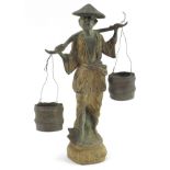 Spelter figure of a Chinese water carrier, 47cm high