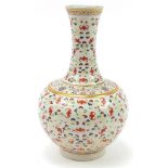 Large Chinese porcelain vase hand painted in the famille rose palette with iron red bats amongst