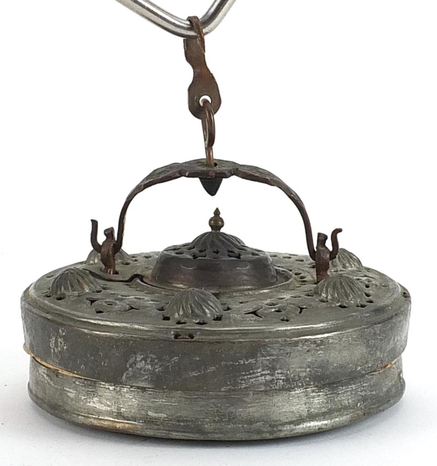Turkish hanging lantern with bronzed mounts and pierced lid, 28cm high - Image 3 of 4