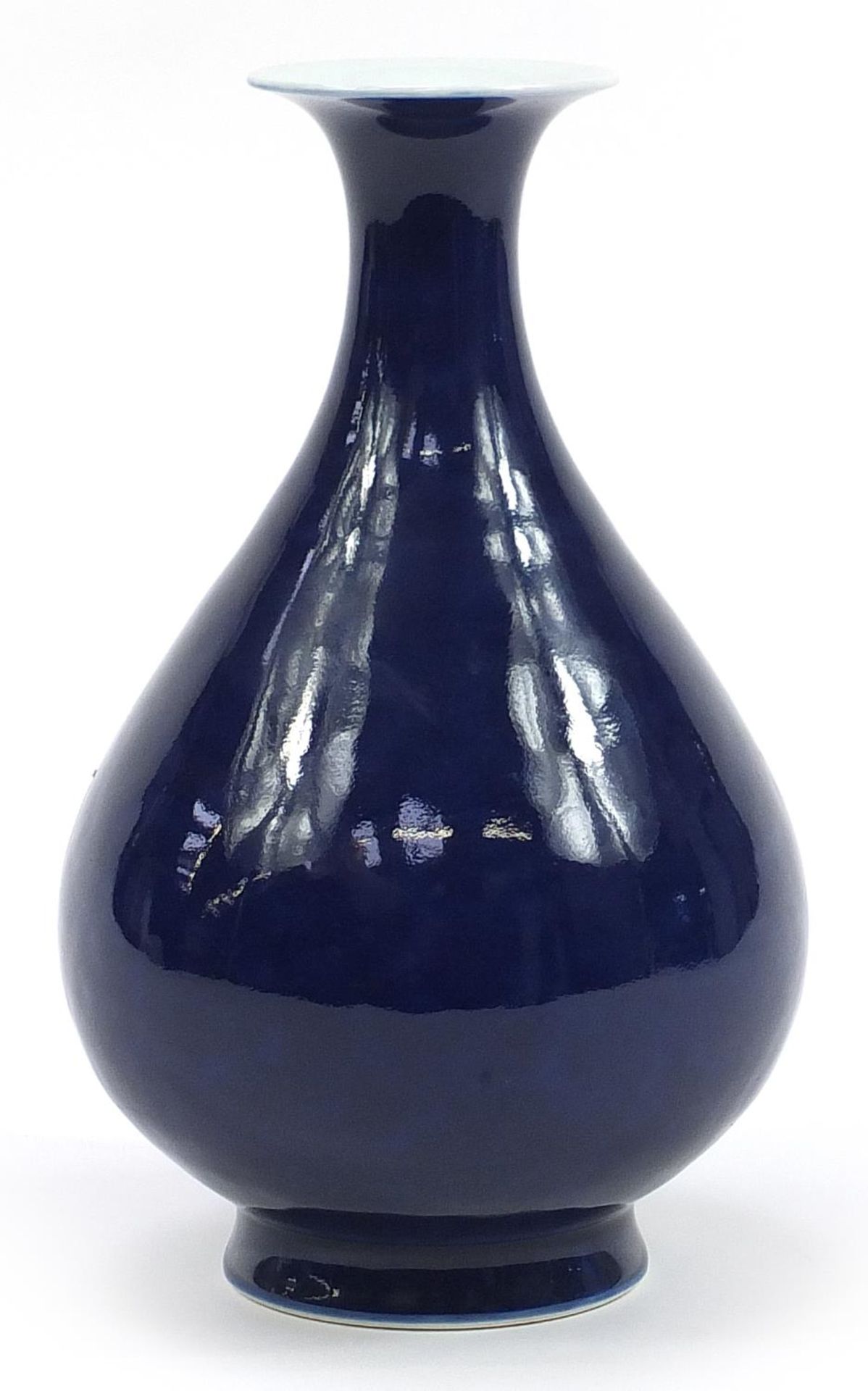 Chinese porcelain vase having a blue glaze, six figure character marks to the base, 31cm high