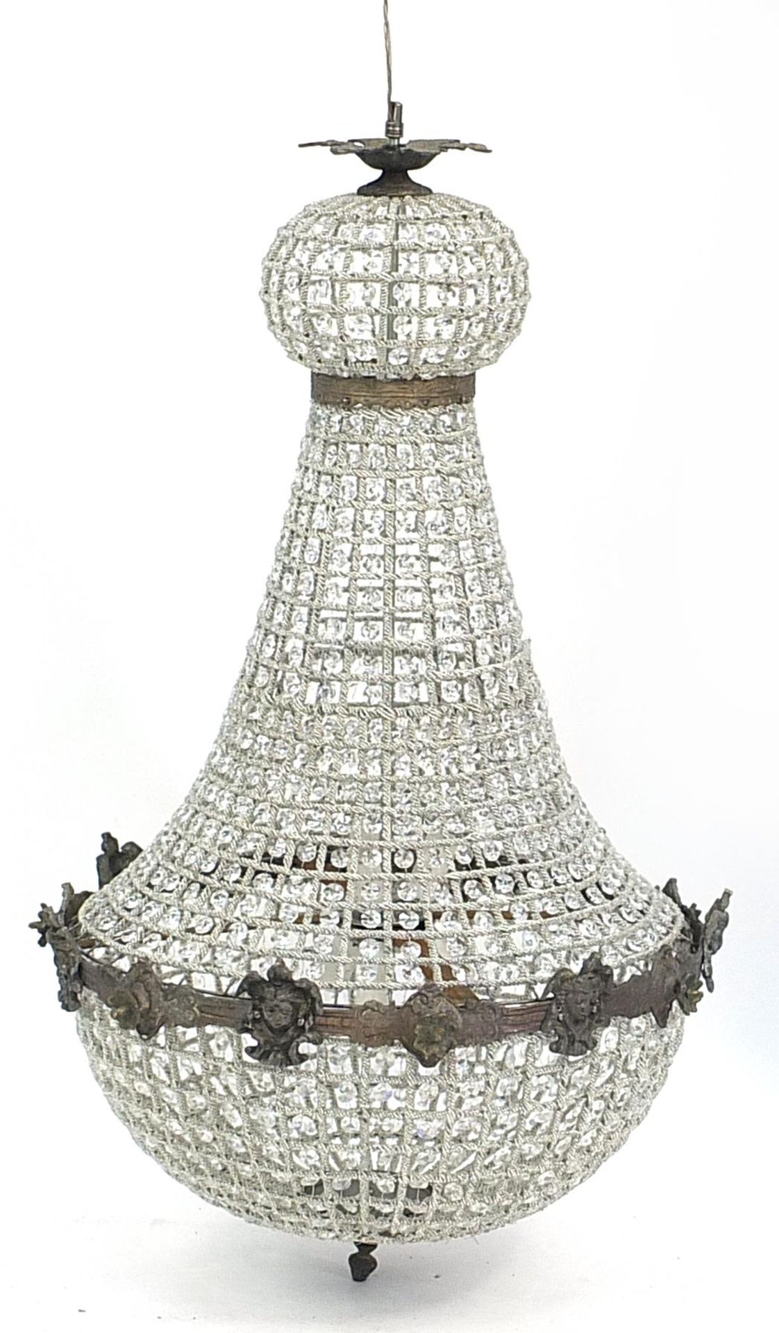 Large ornate chandelier with bronzed metal mounts, 90cm high - Image 2 of 2