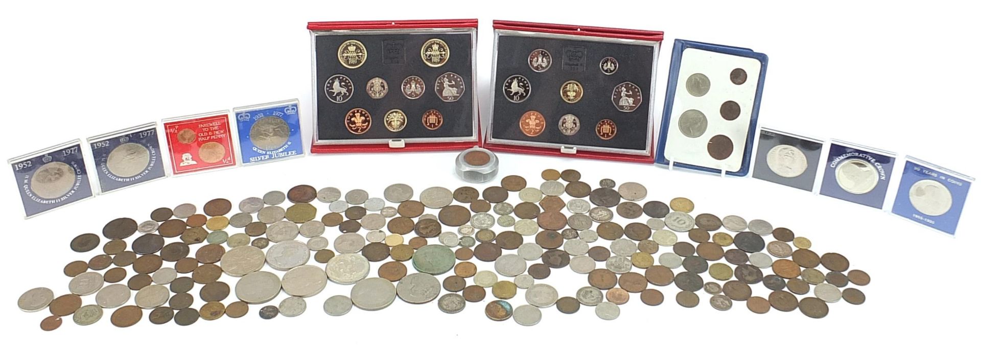 Antique and later British and world coinage, some silver including Royal Mint 1989 and 1990 United