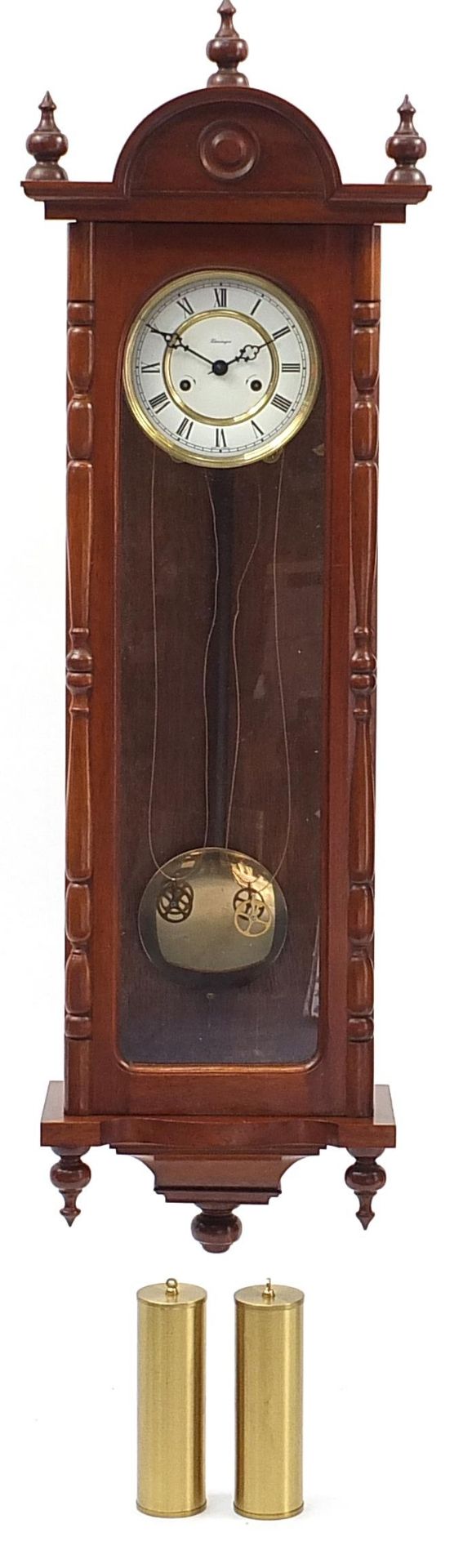 Kieninger, German Vienna Regulator wall clock with visible pendulum and weights, 113cm high - Image 2 of 5