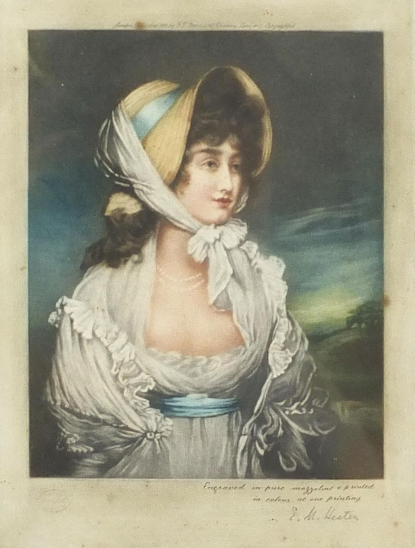 E M Hester - Miss Byng and Miss Crocker, pair of pencil signed mezzotints in colour, one after Sir - Image 2 of 11