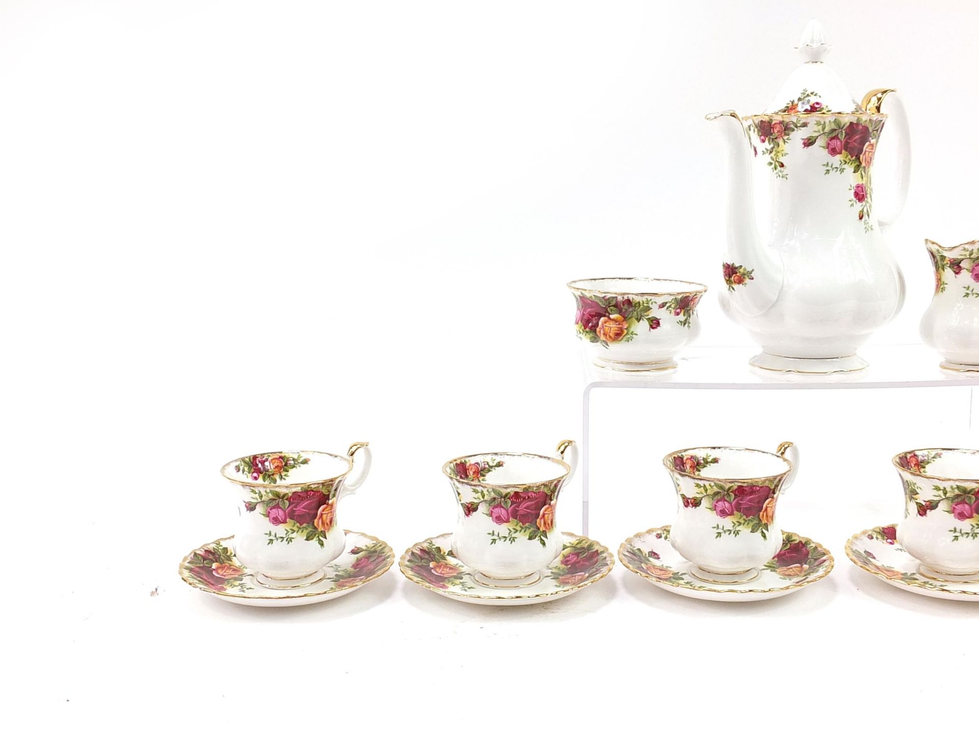 Royal Albert Old Country Roses six place coffee service, the coffee pot 24cm high - Bild 2 aus 4