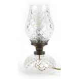 Good quality cut crystal table lamp with shade, probably Waterford, 34cm high