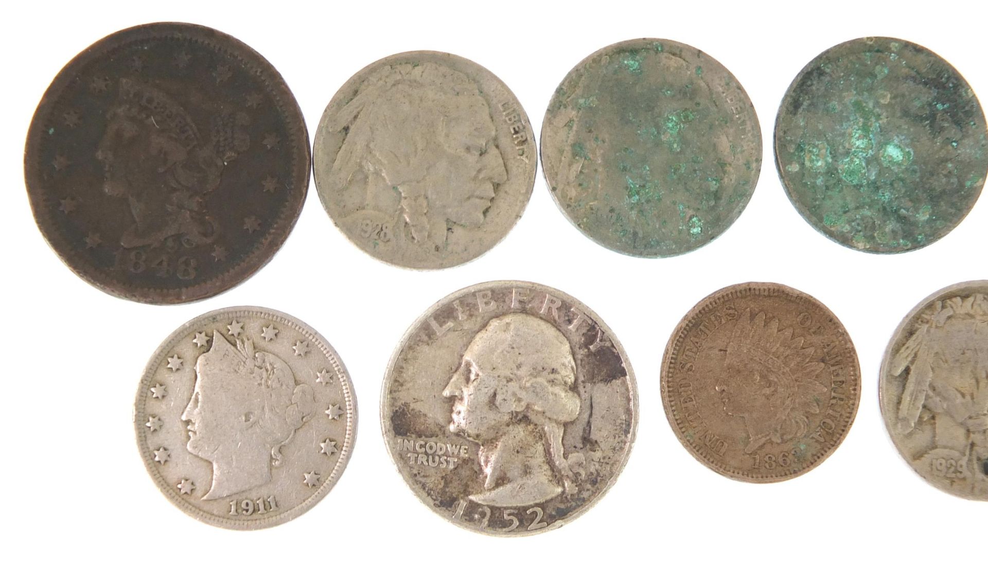 19th century and later American coinage including 1848 one cent and 1863 one cent - Image 2 of 3