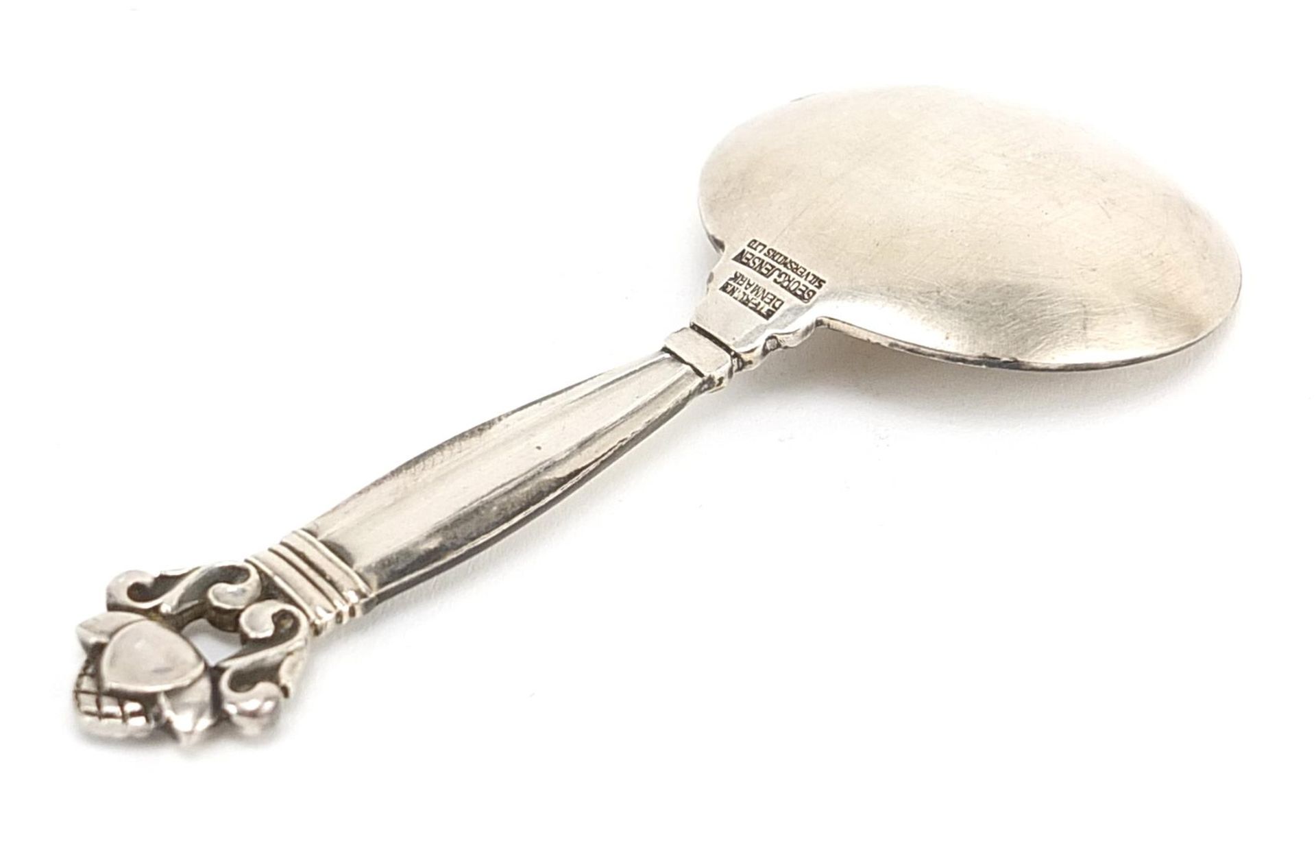 Georg Jensen, Danish silver acorn caddy spoon, London 1948 import marks, 10.5cm in length, 25.2g - Image 3 of 4